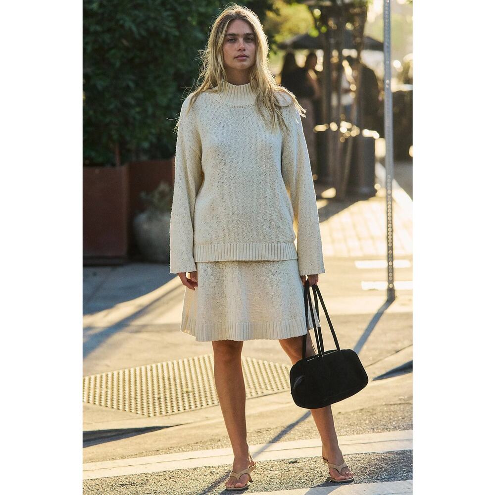 Free People Free-Est Asher Knit Sweater Skirt Set Cream White Large NWT - Picture 2 of 6